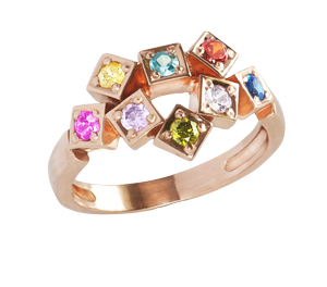 Кольцо с разноцветными камнями